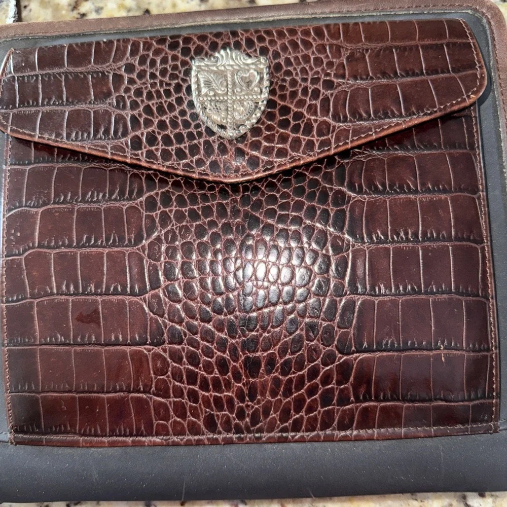 Vintage Brighton Leather/Canvas Zip Around Carryall Planner Organizer Medium4481
